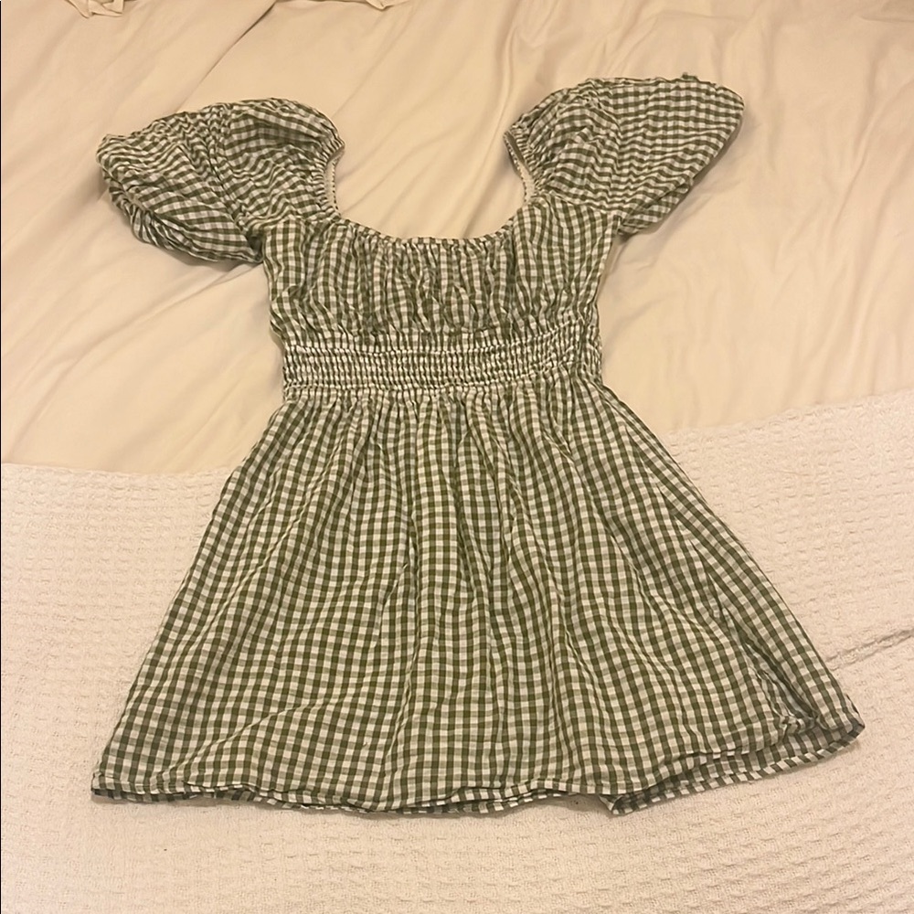 Green Gingham Faithfull the brand dress